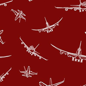 Plane Sketches on Maroon // Large