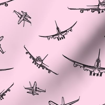 Plane Sketches on Light Pink // Large