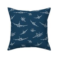 Plane Sketches on Navy Blue // Large