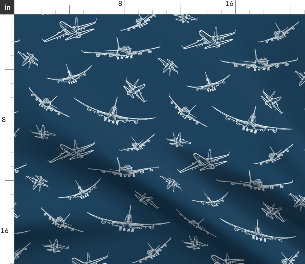 Plane Sketches on Navy Blue // Large