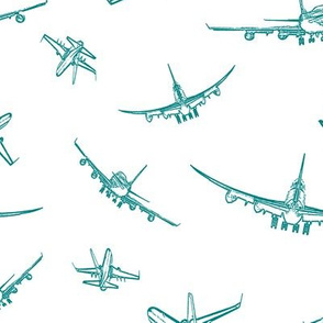 Teal Plane Sketches // Large