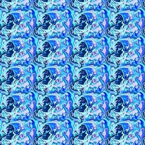 BN10  - Tiny -  Abstract Marbled Mystery in Blues  - Pink - Lavender