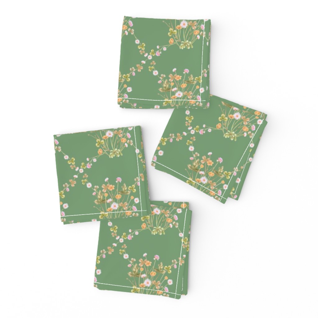 Meadowsweet Diamond Pastels, Boho Green // large