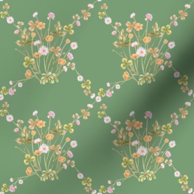 Meadowsweet Diamond Pastels, Boho Green // large