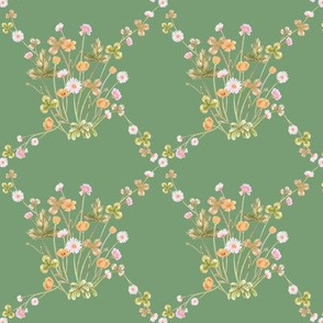 Meadowsweet Diamond Pastels, Boho Green // large