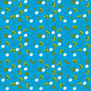 frogs on blue