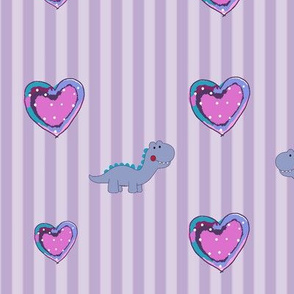 Baby Purple Dinosaur and hearts Collection