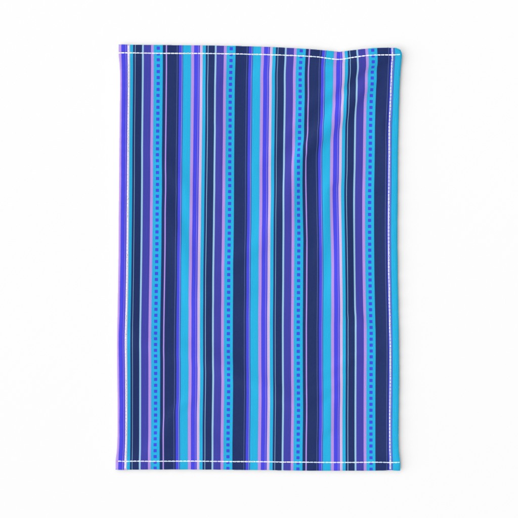 BN10 - Variegated Stripe in Blues - Pink - Lavender - Lengthwise