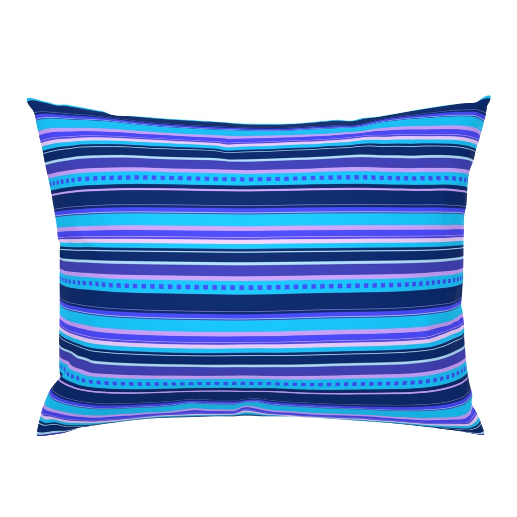 BN10 - Narrow Variegated Stripes in Blues - Pink - Lavender - Crosswise