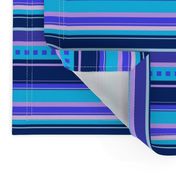 BN10 - Narrow Variegated Stripes in Blues - Pink - Lavender - Crosswise