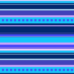 BN10 - Narrow Variegated Stripes in Blues - Pink - Lavender - Crosswise