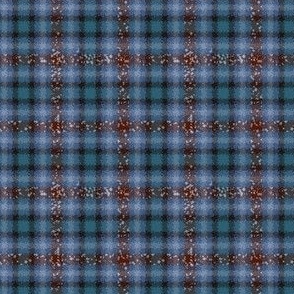 JP3 - Fizzy Jagged Plaid in Stone Blue and Rusty Brown 