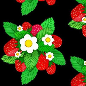 Summer strawberries on black