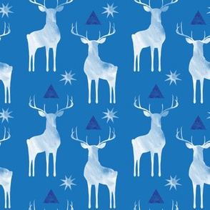 Whitetails in winter, on Blue