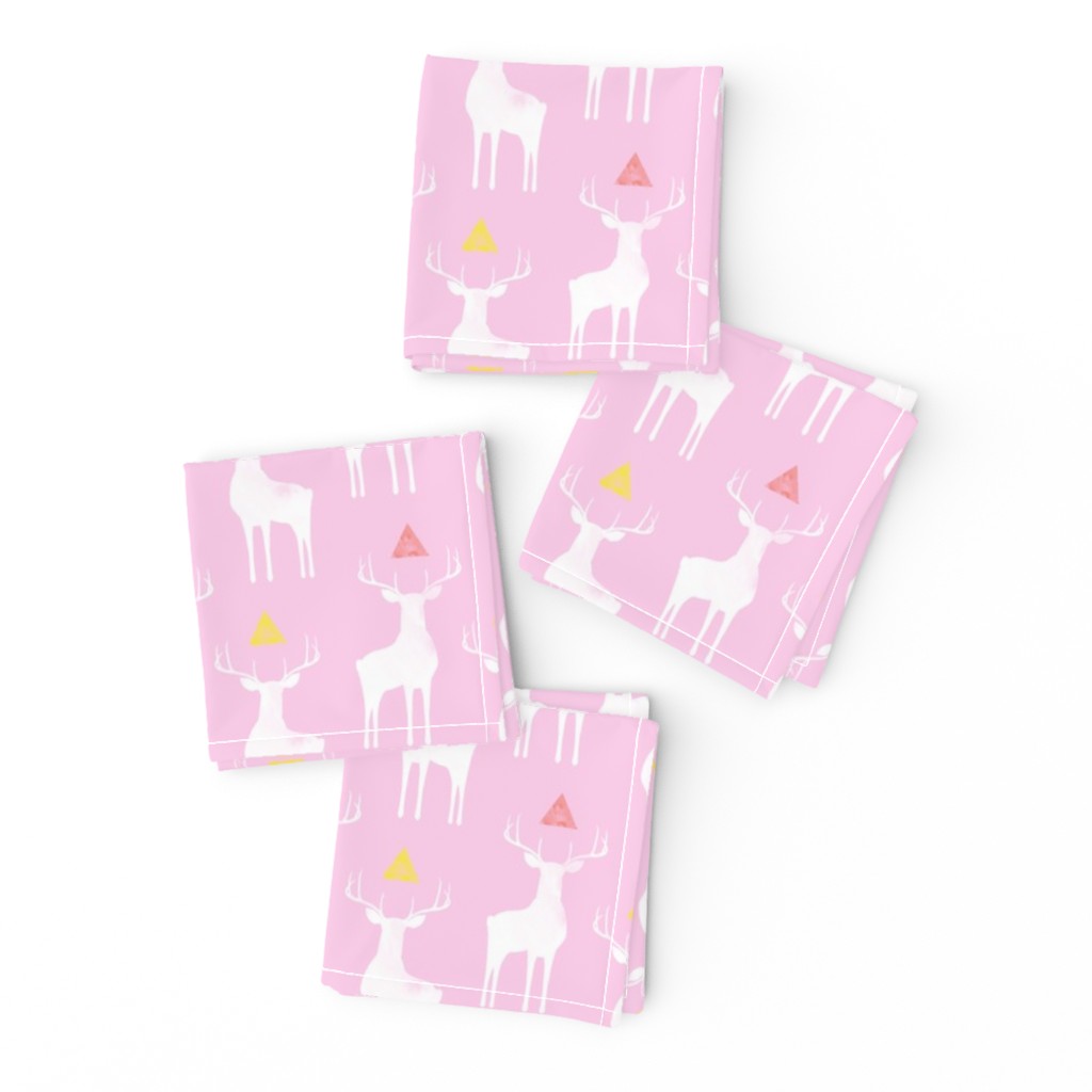 Watercolor Whitetails, on Pink 