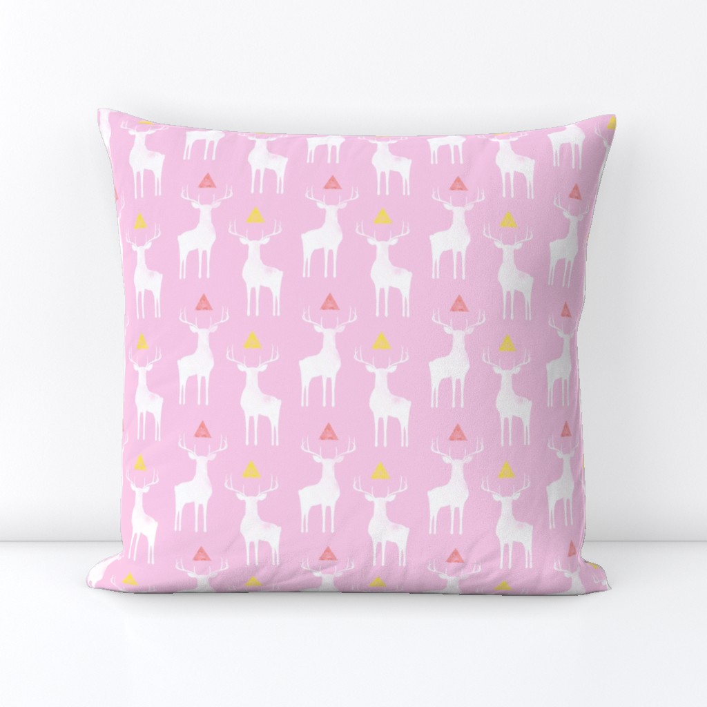 Watercolor Whitetails, on Pink 