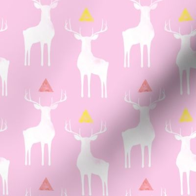 Watercolor Whitetails, on Pink 
