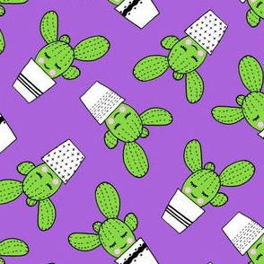 happy cactus - potted succulents - purple