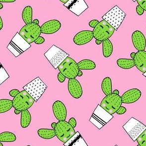 happy cactus - potted succulents - pink