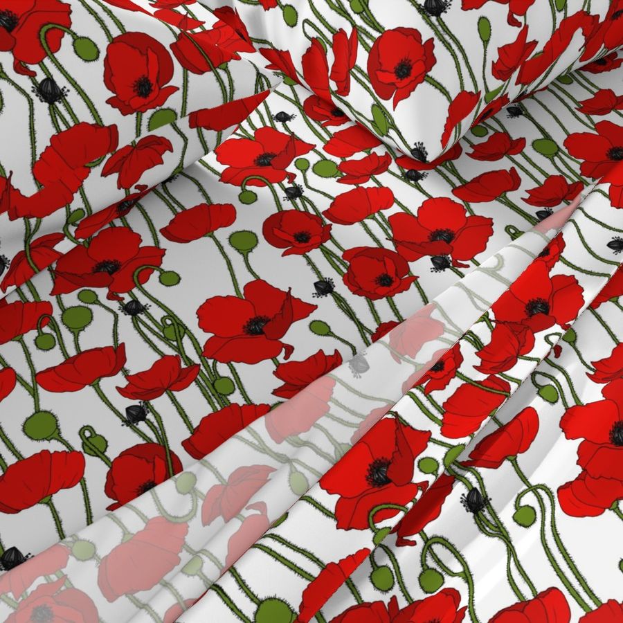 Poppy repeat white - medium