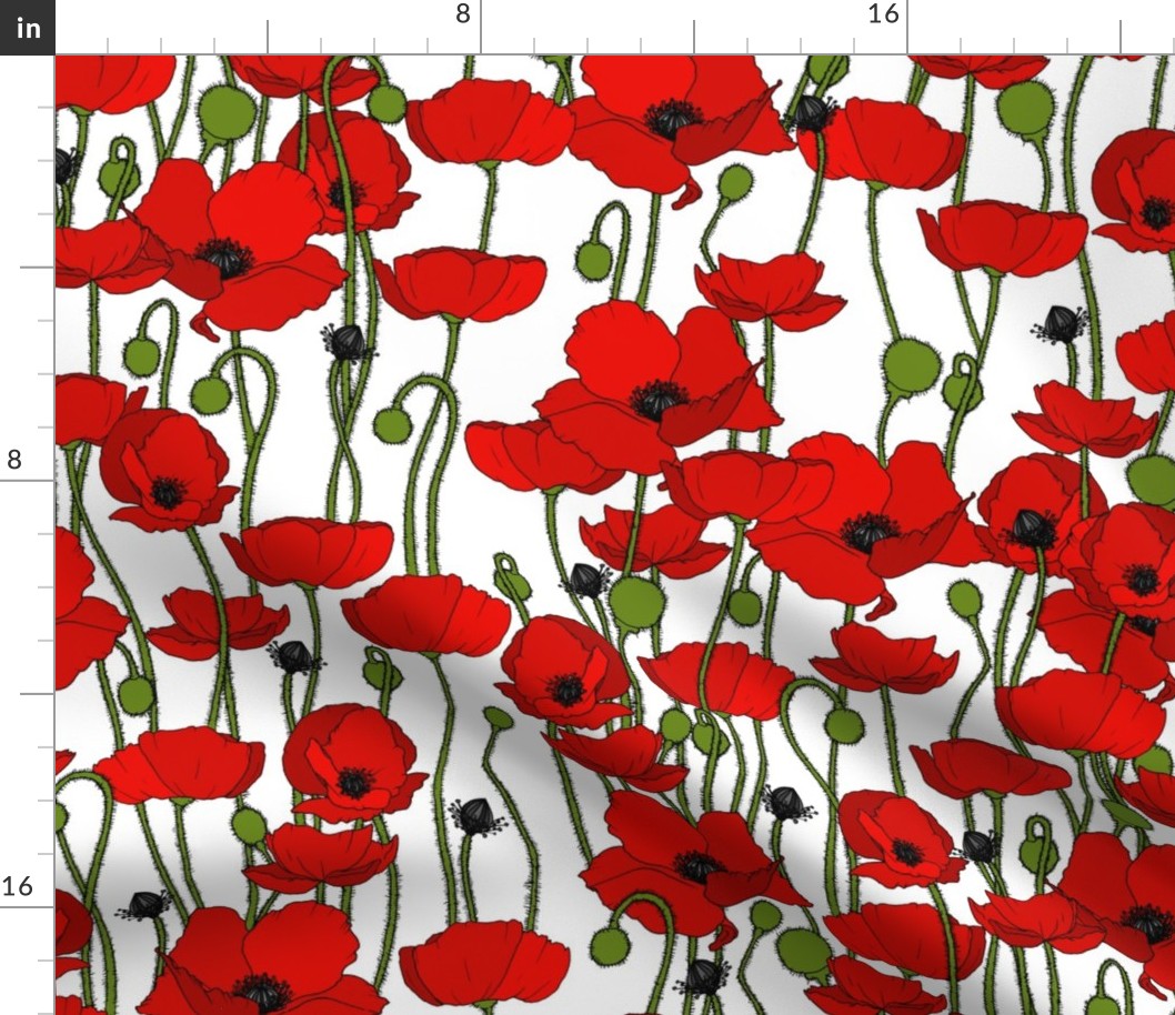 Poppy repeat white - medium