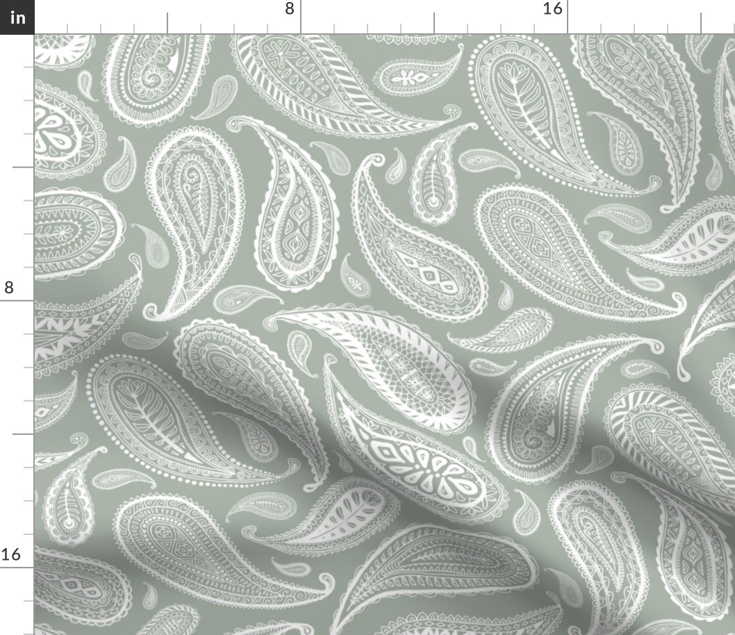 Paisley Coordinate - white on grey - large print