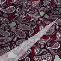 Partridge, Pear & Paisley Pattern in Burgundy & Plum - large print