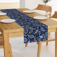 Partridge, Pear & Paisley Pattern in Blue - large print