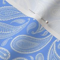 Paisley Coordinate - white on bright blue - small print