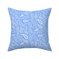 Paisley Coordinate - white on bright blue - small print