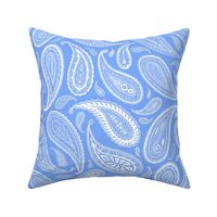Paisley Coordinate - white on bright blue - large print