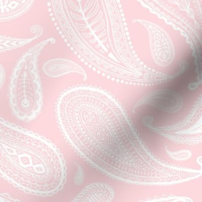 Simple Paisley - white on millenial pink - large print