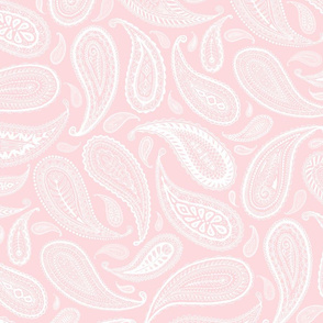 Simple Paisley - white on millenial pink - large print
