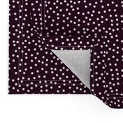 Twinkling Snowy White Dots on Dark Aubergine - Medium Scale