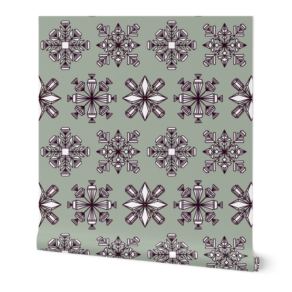 Gemstone snowflakes on Frosty Green