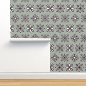 Gemstone snowflakes on Frosty Green