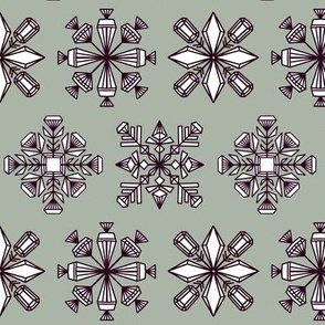 Gemstone snowflakes on Frosty Green