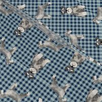 schnauzer plaid dog breed fabric blue