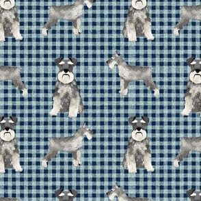 schnauzer plaid dog breed fabric blue