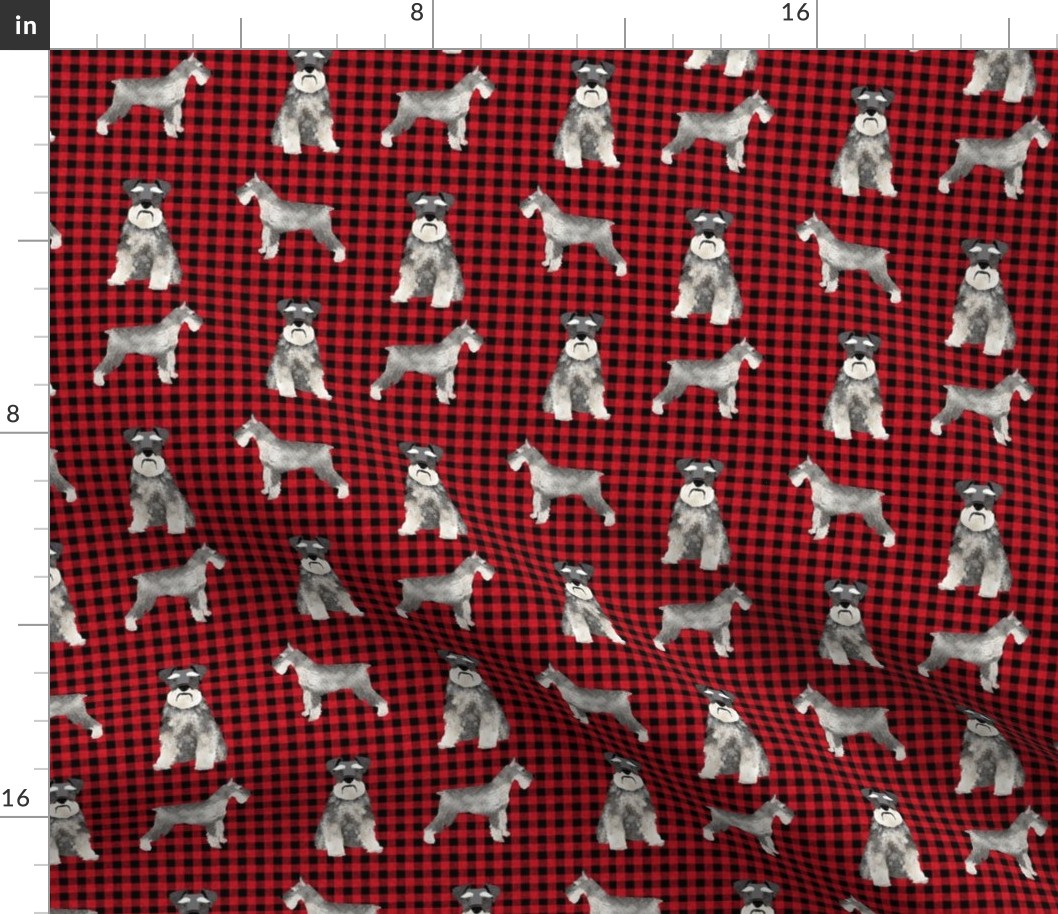 schnauzer plaid dog breed fabric red