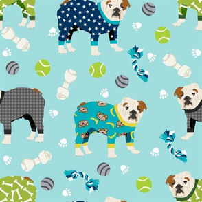 english bulldog pajamas dog breed cute fabric 
