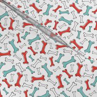 Bone Yard - Pet Dog Bones Retro Red and Aqua Small