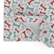 Bone Yard - Pet Dog Bones Retro Red and Aqua Small