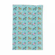 pitbull pool party pink dog breed fabric light blue