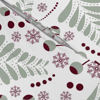 Christmas Berries // Sage Green, Burgundy // 16x16