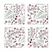 Christmas Berries // Sage Green, Burgundy // 16x16