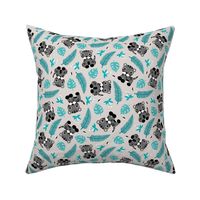 Little jungle tiger botanical leaves and summer jungle baby blue gray boys