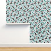 Little jungle tiger botanical leaves and summer jungle baby blue gray boys