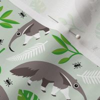 Cool anteater desert adventure jungle theme with botanical details for kids gender neutral green