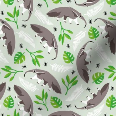 Cool anteater desert adventure jungle theme with botanical details for kids gender neutral green